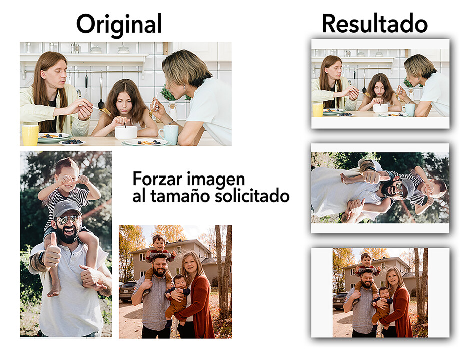Servicio gratuito de ajuste con márgenes para imprimir imágenes al tamaño solicitado