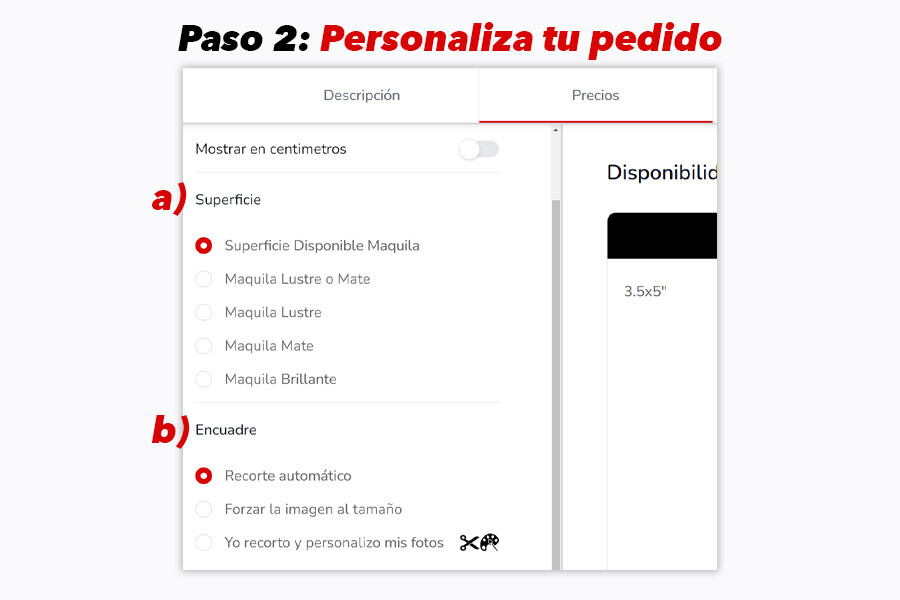 Personalización detallada de pedidos en Foto Maquila Mi Album