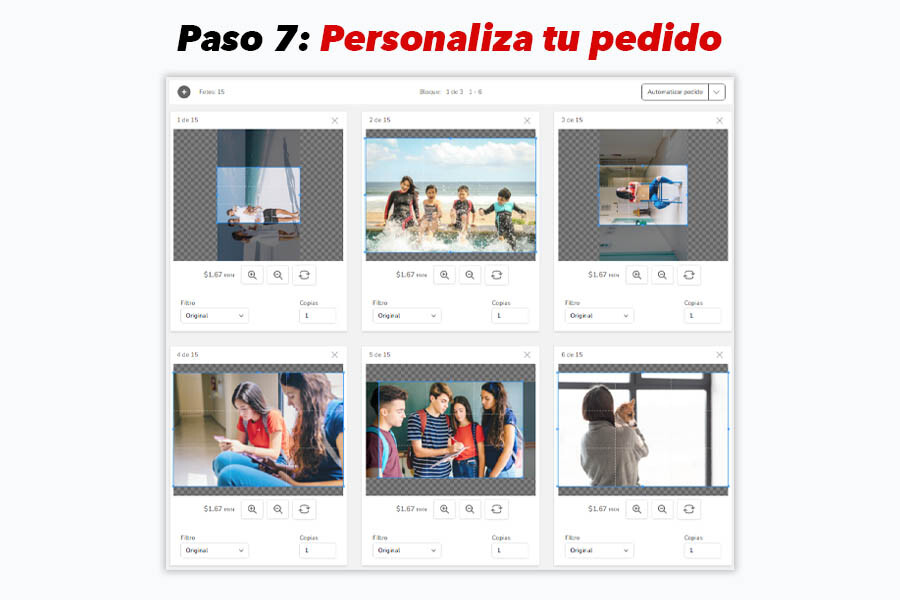 Personalización de fotos en el Kiosco Gratuito de Foto Maquila Mi Album