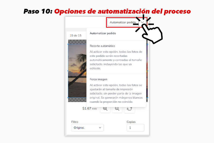 Opciones de automatización para pedidos en Foto Maquila Mi Album