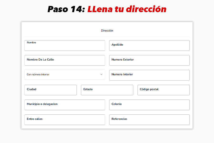 Formulario de dirección para envío a domicilio en Foto Maquila Mi Album