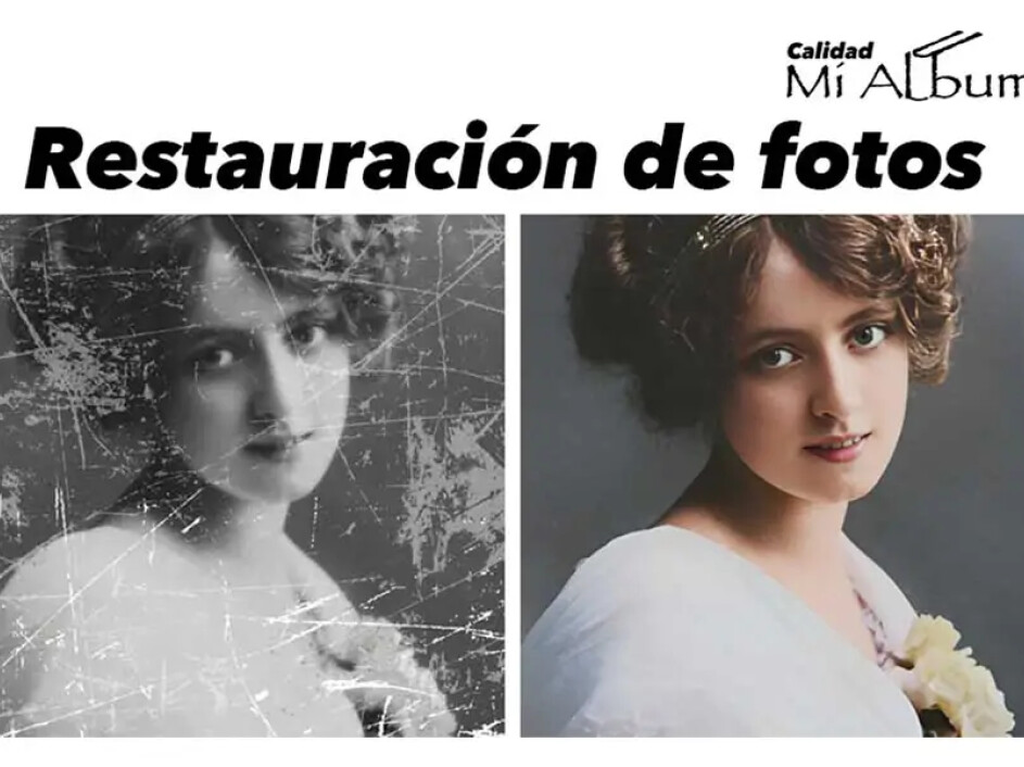 Recuperación profesional de fotos dañadas en Mi Album para devolverles vida y detalles.