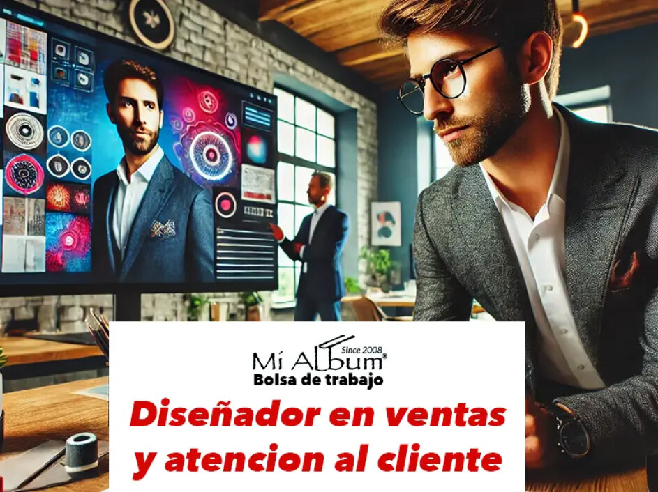 Diseñador en contact center de Mi Album, resolviendo dudas con atención profesional y cálida