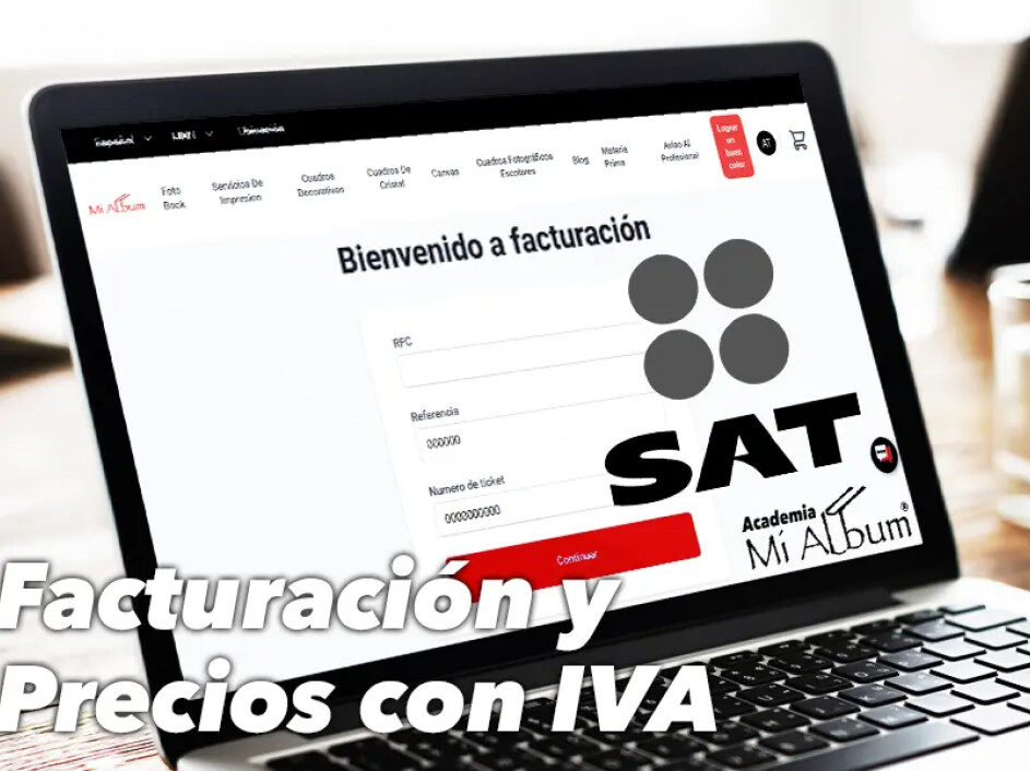 Pantalla de facturación del portal Mi Album con logo del SAT.