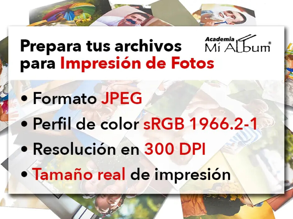 Archivo listo para impresión profesional en papel fotográfico con Mi Album