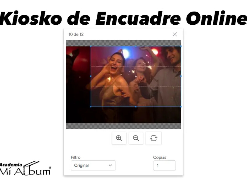 Kiosko de encuadre online para ajuste perfecto de fotos