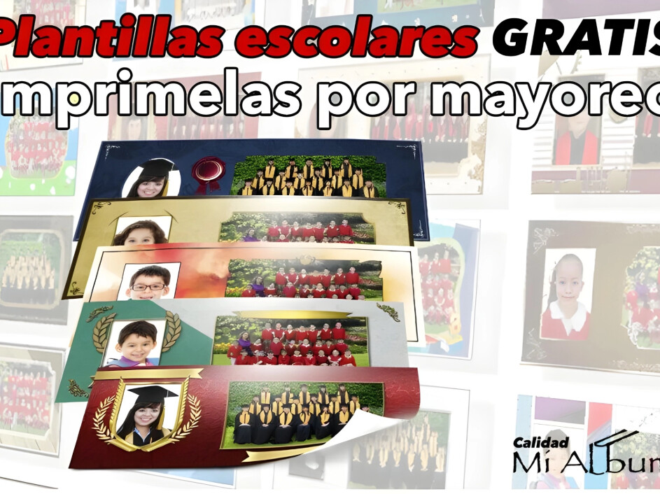 Imprime plantillas escolares personalizadas con fotos de graduación, primaria, secundaria y más.