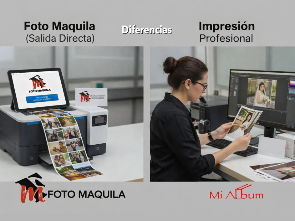 Comparativa entre Foto Maquila automatizada y impresión profesional con corrección y supervisión humana