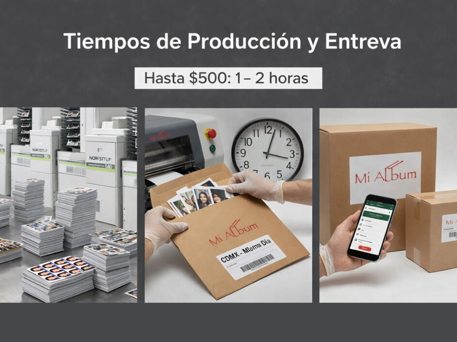 Tiempos de producción y entrega de fotografías impresas con procesos rápidos y opciones de entrega en el mismo día