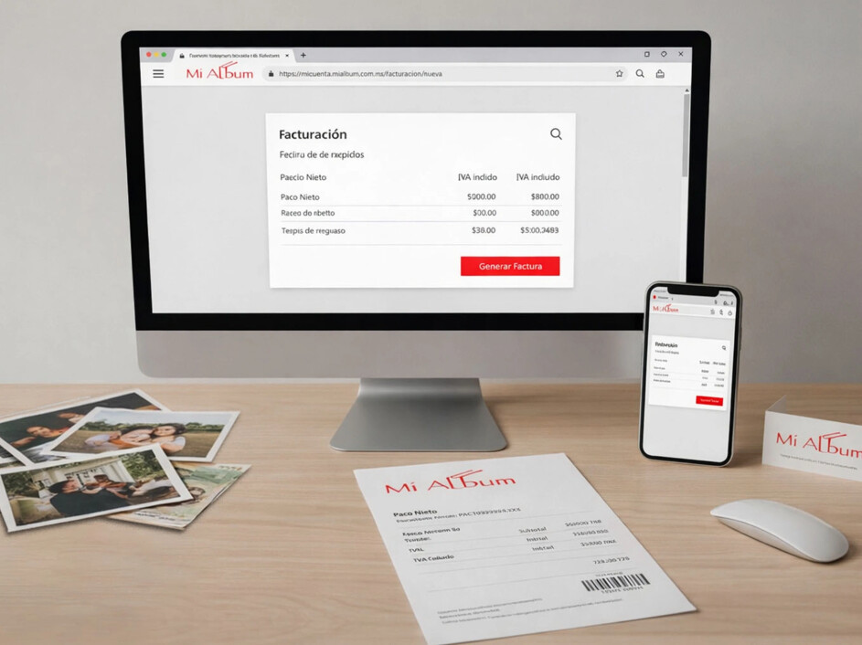 Facturación autónoma en Mi Album con precios netos, IVA incluido y generación directa desde la plataforma