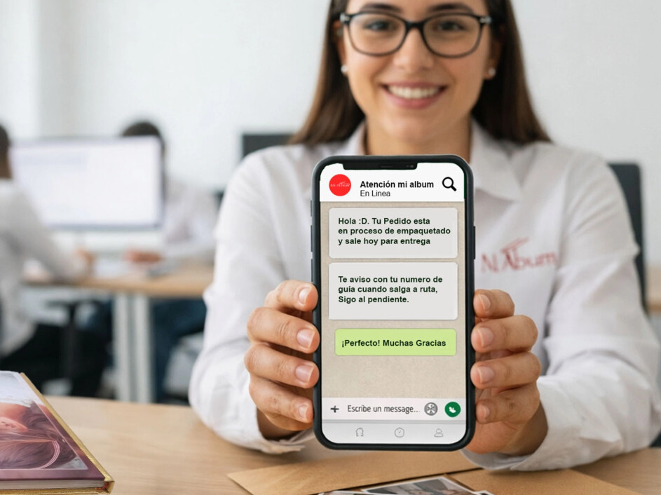 Asesoría humana por WhatsApp en Mi Album con atención personalizada en tiempo real y sin bots