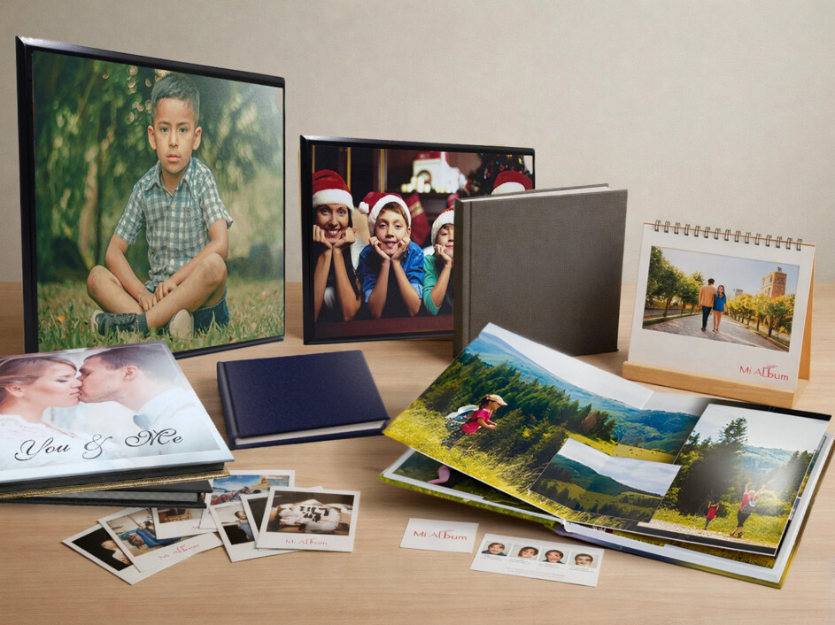 Otros servicios de Mi Album como estilo Polaroid, cuadros decorativos, fotobooks, identificación y calendarios