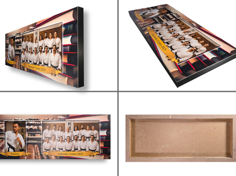 Cuadro escolar cuadrado con bastidor hueco y diseño limpio en varios colores