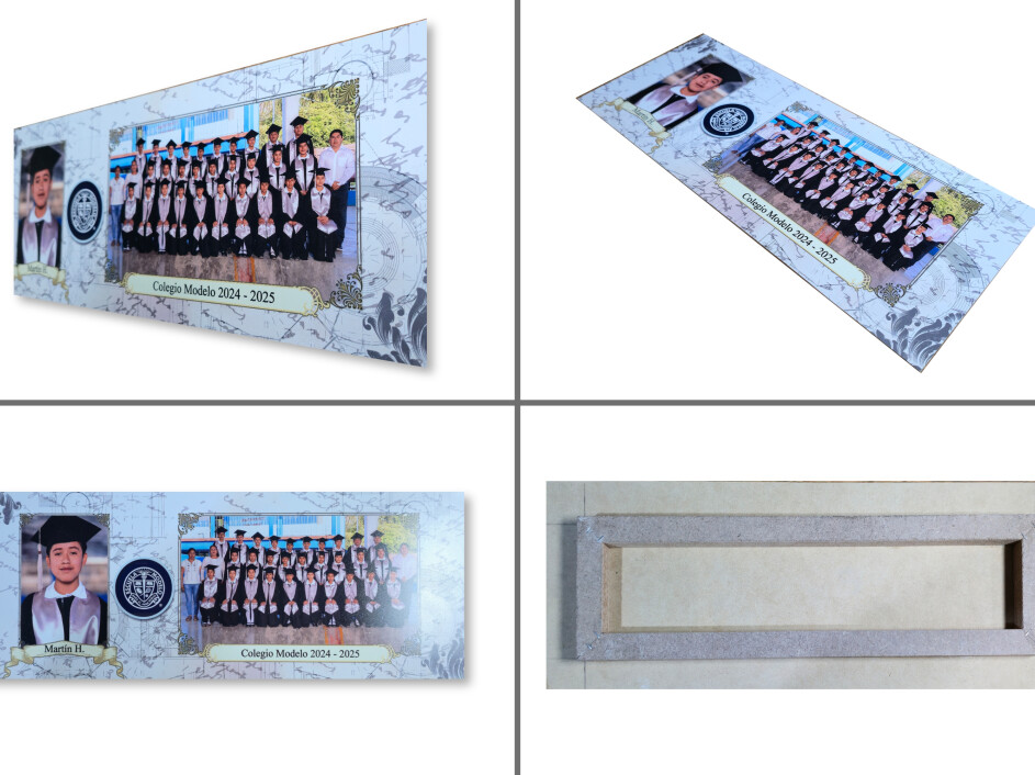 Cuadro escolar económico con base oculta y fotografía montada sin acabado