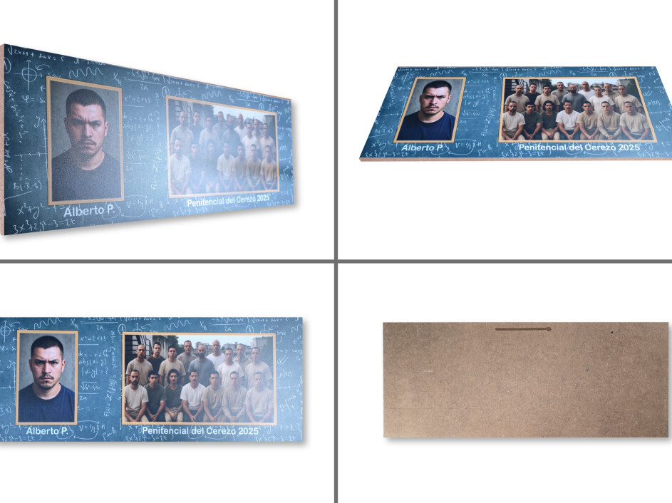 Cuadro escolar rústico en MDF con diseño limpio y acabado texturizado