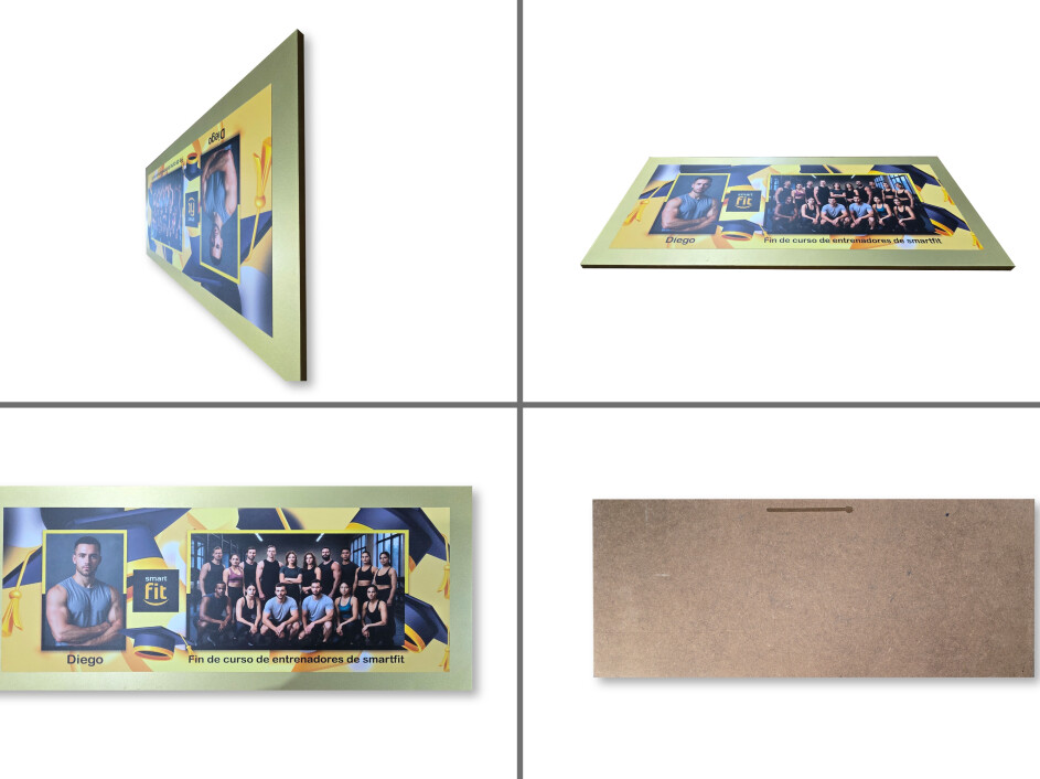 Cuadro escolar con base cuadrada y margen decorativo en varios colores