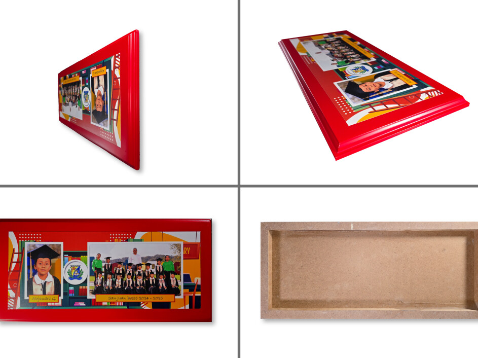 Cuadro escolar con bastidor Gerardo y margen decorativo en varios colores