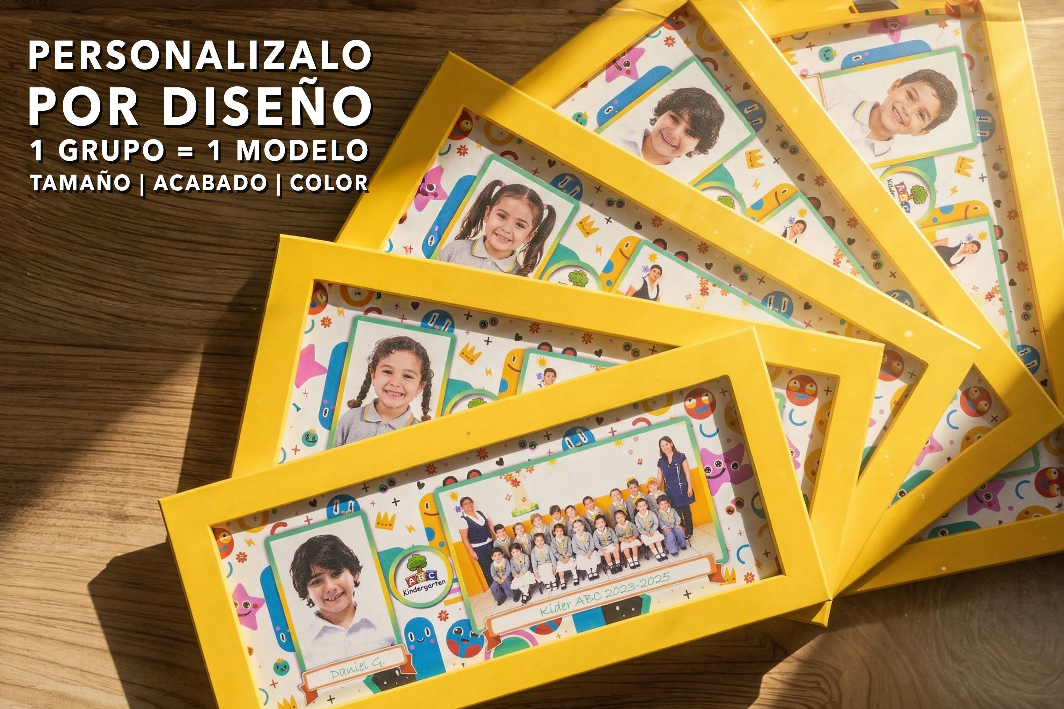 cuadros escolares personalizados organizados por grupo con diseño uniforme