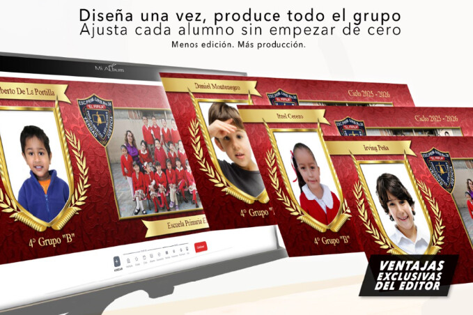 Edicion automatica de plantillas escolares para todo el grupo en Mi Album CDMX