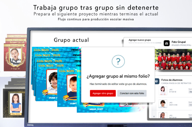 Producción continua de grupos escolares dentro del mismo folio