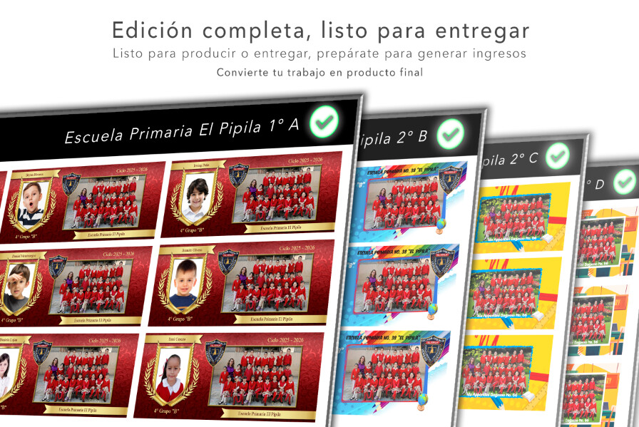 Plantillas escolares listas para producción o entrega final